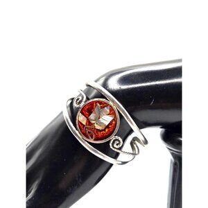 Vintage Alpaca MEXICO sterling and mother of pearl cuff bracelet signed